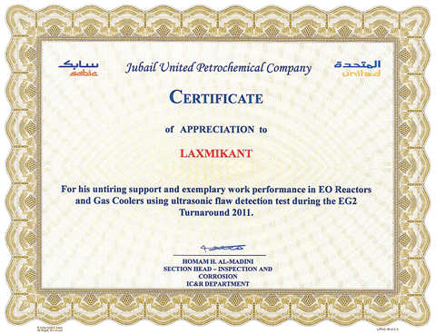 Appreciation certificates from JUPC