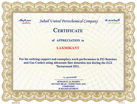 Appreciation certificates from JUPC