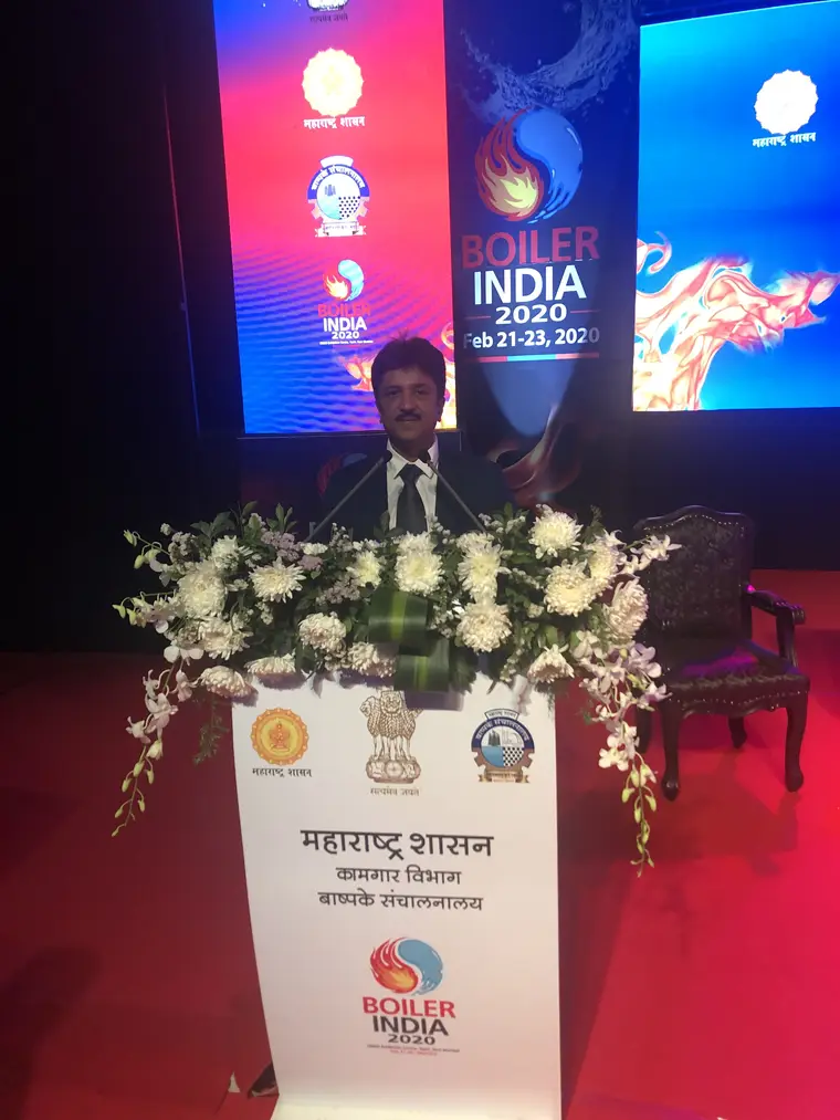 Paresh Haribhakti at the Directorate of Steam Boilers lectern, Boiler India 2020