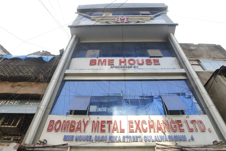 The facade of BME House at 88/90 Kika Street, Gulalwadi, carrying the Bombay Metal Exchange Ltd nameboard