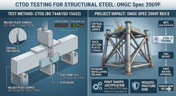 CTOD Testing for Structural Steel: ONGC Spec 2009F