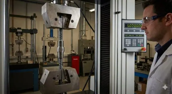 EN ISO 15630 rebar testing at TCR Engineering Lab in Mahape, Navi Mumbai, India