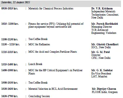 ‘Materials of Construction for Chemical Process Plants’ at IIChE (NRC)