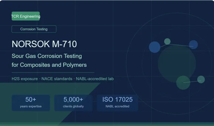 NORSOK M-710 Sour Gas Corrosion Testing for Composites and Polymers