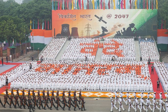 The 80th Independence Day ceremony at the Red Fort, Delhi, 15 August 2026, with the Prime Minister in attendance