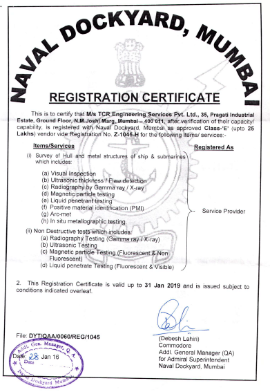 Registered vendor to Naval Dockyard