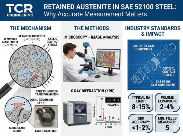 Retained Austenite in SAE 52100 Steel: Why Accurate Measurement Matters for CAM Performance