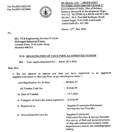 Services provider for NMRL-DRDO