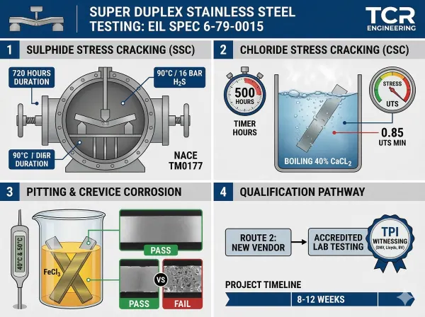 Super Duplex Stainless Steel Testing as per EIL Spec 6-79-0015