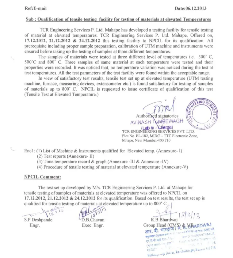 Why Nuclear Power Demands Testing at 800°C: TCR Engineering's NPCIL Approval for Elevated Temperature Testing