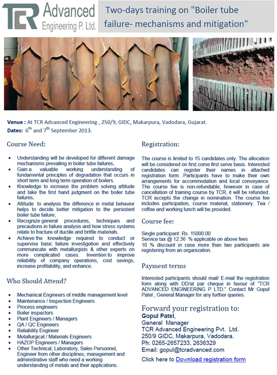 Training on "Boiler Tube Failures- Mechanism and Mitigation" 
