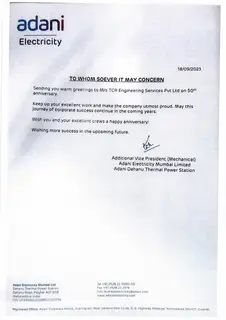 First page of Adani Electricity Mumbai Limited: 50th Anniversary Greetings
