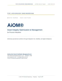 First page of AiOM White Paper 2025: Asset Integrity Optimisation and Management for Process Industries