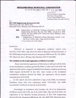 First page of BMC Roads Department Registration (valid to March 2028)