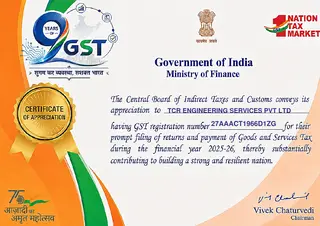 First page of Govt. of India Certificate of Appreciation (GST), FY 2025-26