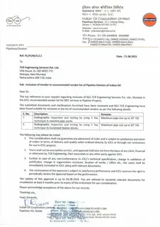First page of IOCL Approval