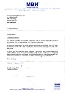 First page of LGC Standards / MBH (UK)