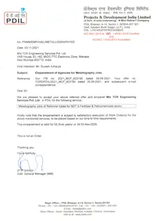 First page of PDIL: Metallography Empanelment for Reformer Tubes, to 3 November 2026
