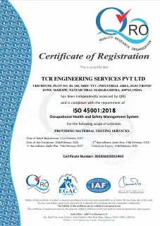 First page of ISO 45001:2018 Occupational Health and Safety Certificate (2026-2029)