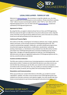 First page of TCR Legal Disclaimer