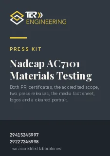 Cover of the TCR Engineering NADCAP AC7101 press kit