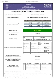 First page of Udyam Registration (MSME)