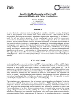 First page of Use of In-Situ Metallography for Plant Health Assessment Studies and Failure Investigations