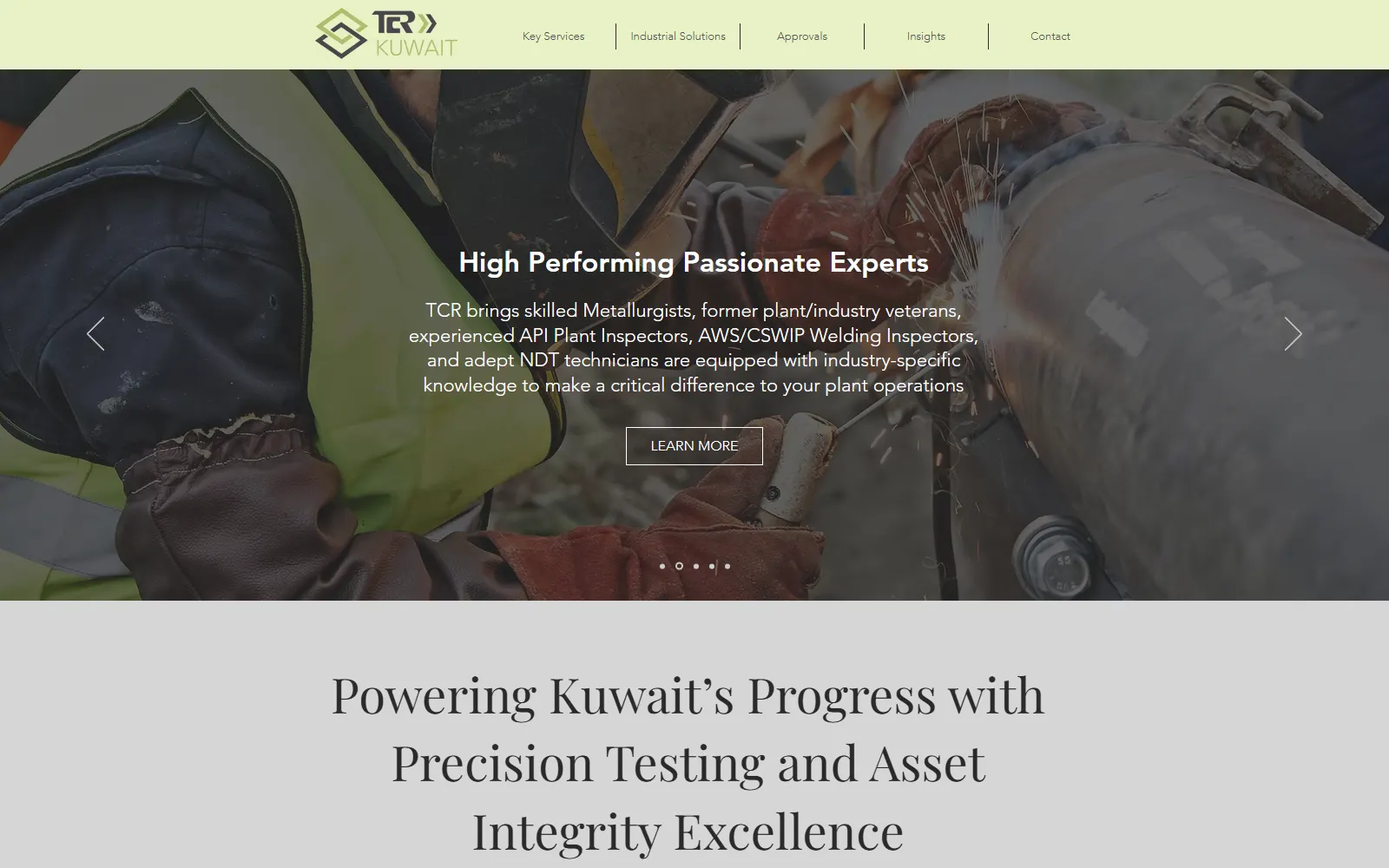 The TCR Kuwait website home page