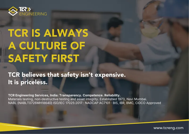 TCR Engineering A0 poster: TCR IS ALWAYS A CULTURE OF SAFETY FIRST. TCR believes that safety isn't expensive. It is priceless