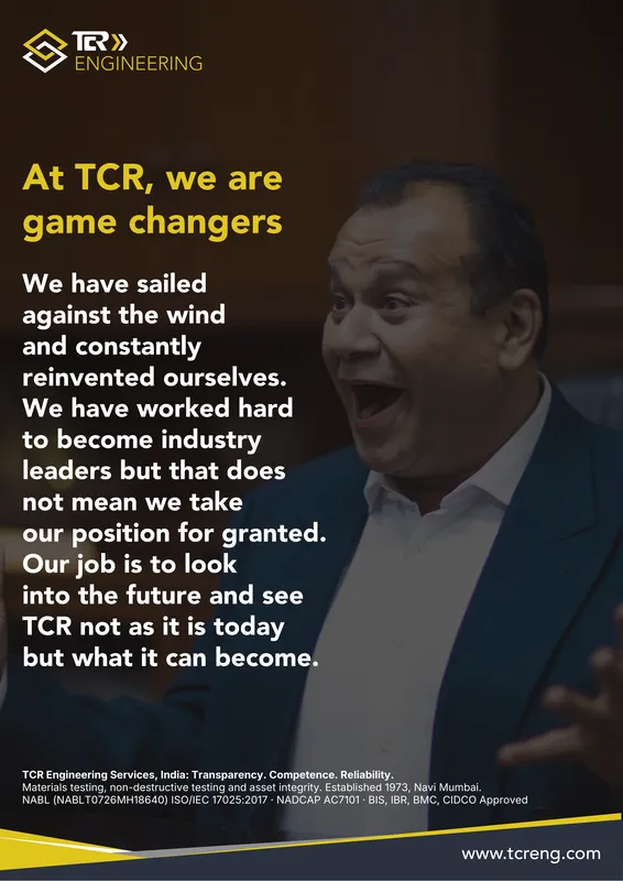 TCR Engineering A0 poster: At TCR, we are game changers. We have sailed against the wind and constantly reinvented ourselves