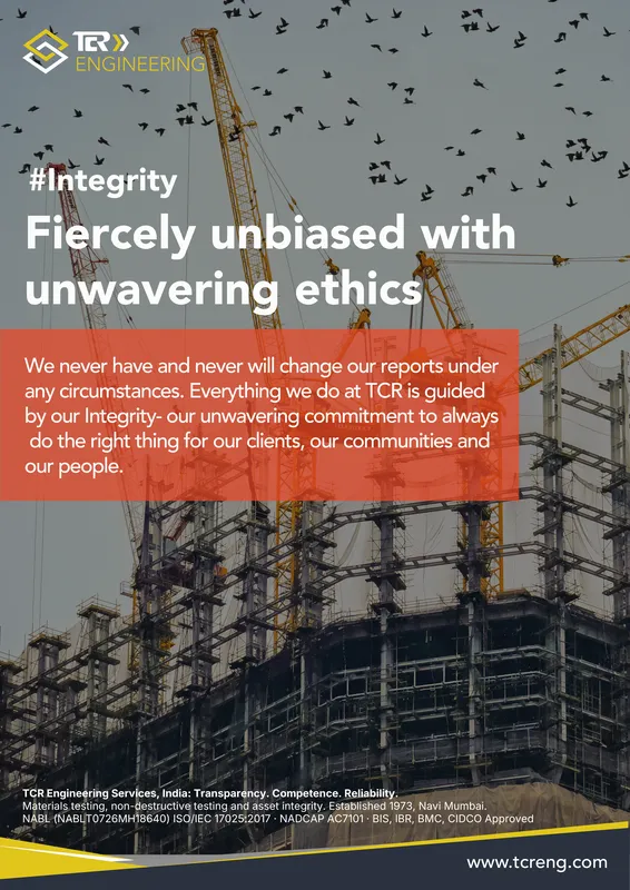 TCR Engineering A0 poster: #Integrity. Fiercely unbiased with unwavering ethics