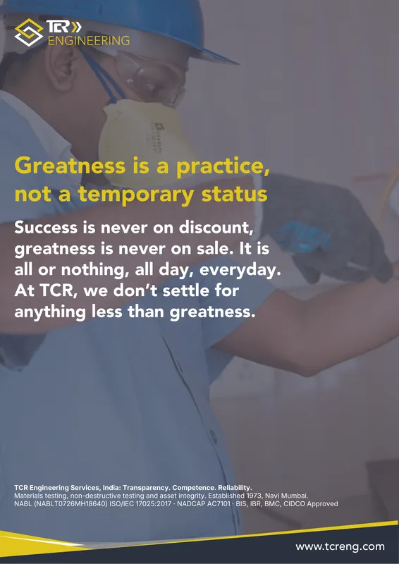 TCR Engineering A0 poster: Greatness is a practice, not a temporary status