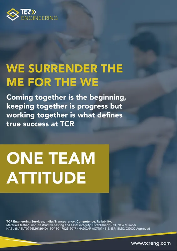 TCR Engineering A0 poster: WE SURRENDER THE ME FOR THE WE. ONE TEAM ATTITUDE