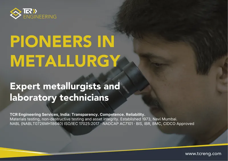 TCR Engineering A0 poster: PIONEERS IN METALLURGY. Expert metallurgists and laboratory technicians