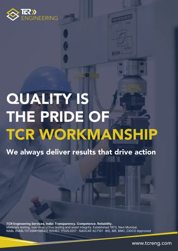 TCR Engineering A0 poster: QUALITY IS THE PRIDE OF TCR WORKMANSHIP. We always deliver results that drive action