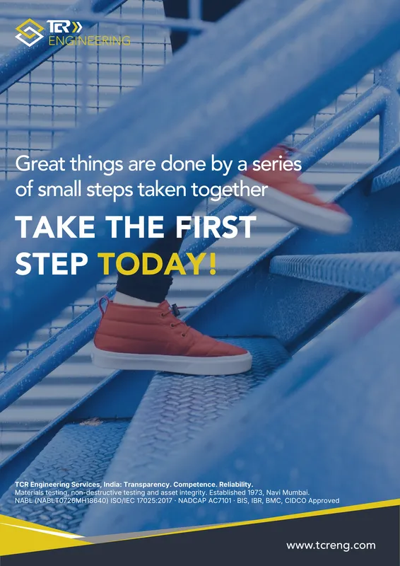 TCR Engineering A0 poster: Great things are done by a series of small steps taken together. TAKE THE FIRST STEP TODAY