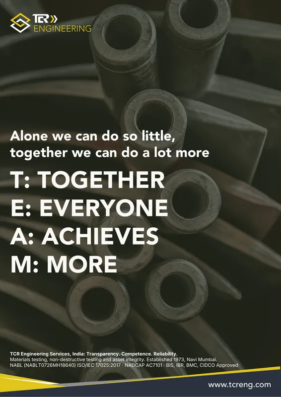 TCR Engineering A0 poster: Alone we can do so little, together we can do a lot more. T: TOGETHER E: EVERYONE A: ACHIEVES M: MORE