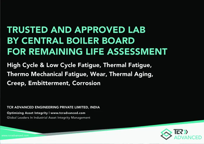 TCR Advanced A0 poster: Trusted and approved lab by Central Boiler Board for Remaining Life Assessment
